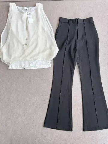 세실 맥비 슬리브리스 GRL 프론트 턱 플레어 팬츠 k8360t