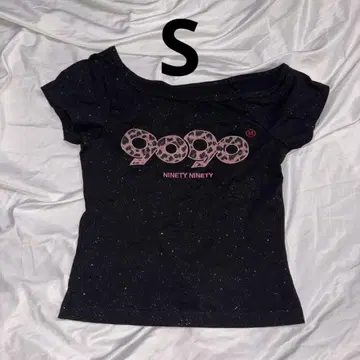 9090 girl OG 로고 오프 숄더 글리터