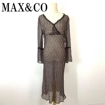 MAX&CO 시어 원피스 실크 100% 올 패턴 블랙 B851