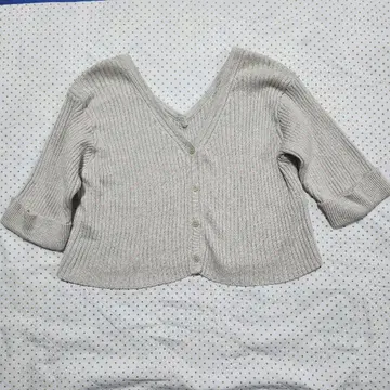 치코 V넥 리브 니트 가디건 숏 반팔 F