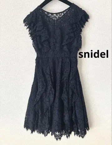 snidel 스나이델 전체 레이스 프릴 원피스 네이비 S