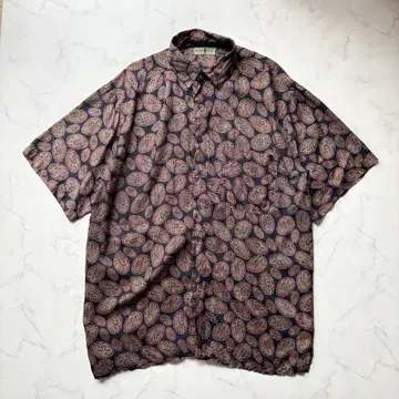 ROBERT STOCK 90s 실크 페이즐리 무늬 반팔 셔츠