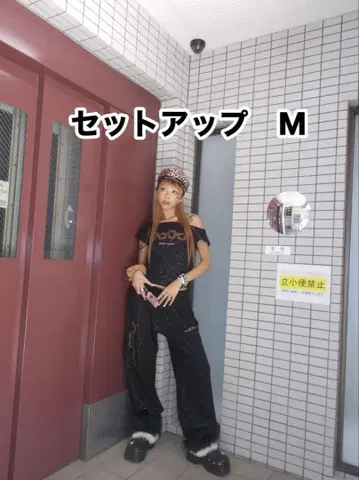 9090 girl OG 로고 글리터 티 팬츠 M