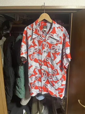 Harley Davidson 빈티지 알로하 셔츠 L 사이즈 레드