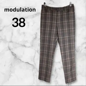 modulation 체크 무늬 슬랙스 38 돌려입기 뛰어난 세련된 S