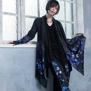 civarize V 스타일 락 체 라이더 드레이프 가디건