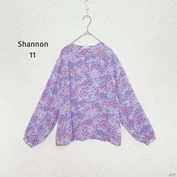 Shannon | 긴팔 노카라 블라우스 [11] 꽃무늬 시스루 풀오버