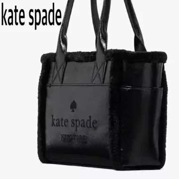 미사용급 kate spade 토트백 블랙 퍼 포함 에나멜 대용량