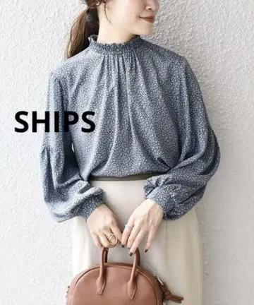 SHIPS 개더 넥 프린트 블라우스 쉽스  가벼운 블라우스