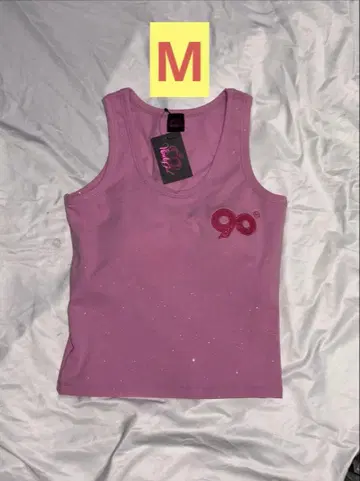 9090 OG 로고 오프 숄더 글리터 티셔츠 M