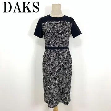 LA7218 덕스 올 패턴 반팔 원피스 블랙 폴리에스테르 38