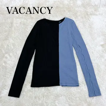 VACANCY 바캉시 바이컬러 리브 탑 티셔츠 긴팔 블랙과 파랑