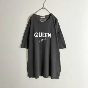 QUEEN 퀸 프릭스 스토어 반팔 티셔츠 차콜 그레이 프린트