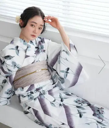 utatane 고급 변형 직물 유카타 3개 세트 보라색 안개 흐린 꽃