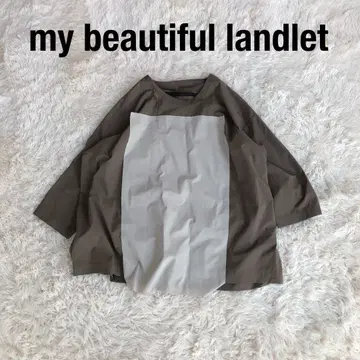 My beautiful landlet 긴팔 디자인 티셔츠 브라운 베이지