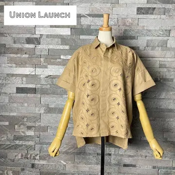 UNION LAUNCH 유니온 런치 자수 레이스 블라우스 반팔 셔츠
