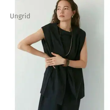 택 포함! 미사용 Ungrid 언그리드 린넨 혼방 베스트 베스트 블랙
