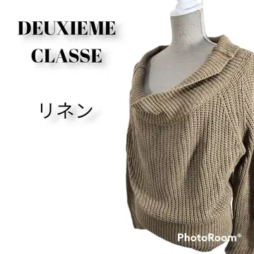 DEUXIEME CLASSE 오버 사이즈 리브 니트 스웨터 드레이프 넥