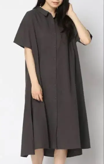 사만사 모스모스 SM2 원피스 차콜 작은 옷깃 접촉 냉감 A 라인