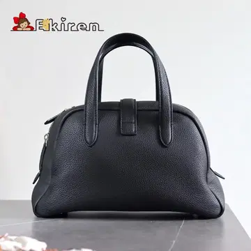 Ekiren 블랙 이탈리아 천연 가죽 핸드백 숄더 스트랩 포함