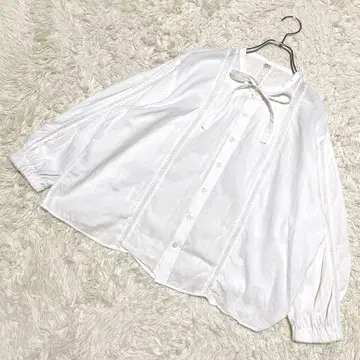 45R 인도 카디 리본 블라우스 화이트 보타이 레이스 밴드 카라