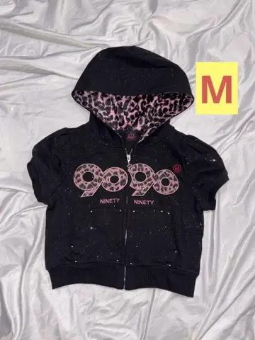 9090 걸 로고 글리터 지퍼 후드 집업 M