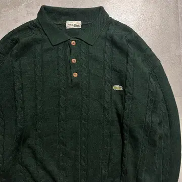 LACOSTE 라코스테 니트 피케 셔츠 그린 케이블 악어