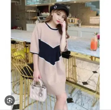 Rady 니트 원피스 반팔 V자 절개