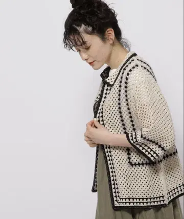 크라프트 메쉬 니트 가디건