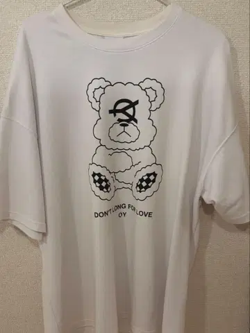 OY 곰 티셔츠 화이트 반팔 오버 사이즈