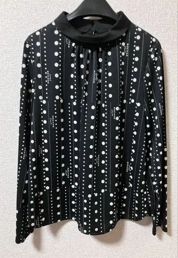 레리안 ROCHAS 도트 무늬 긴팔 폴로 블라우스 셔츠 M 9호
