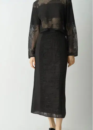 미사용 willfully flower mesh flare knit SK