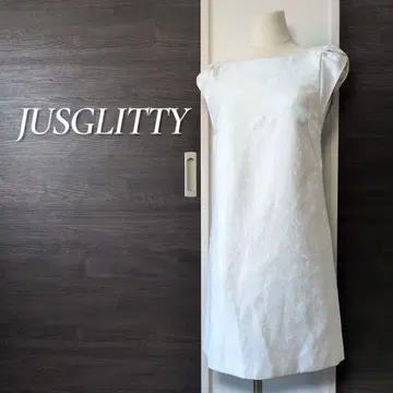 JUSGLITTY 포멀 I 라인 자카드 라메 드레스 원피스