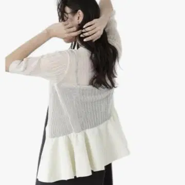 NATURAL BEAUTY BASIC 시어 리브 페플럼 가디건
