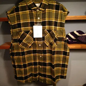 PHINGERIN (핑거린) OLIVE PLAID/셔츠 베스트
