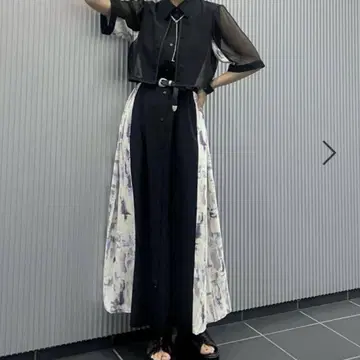 HARE 시어 가라 절개 원피스 반팔