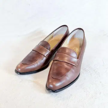 긴자 요시노야 HV 천연 가죽 힐 로퍼 23.5cm 브라운