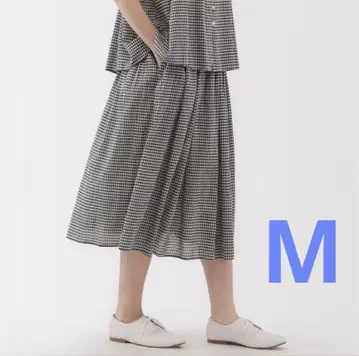 MUJI 무인양품 강하게 꼬아 만든 보일 개더 스커트 블랙 체크 M