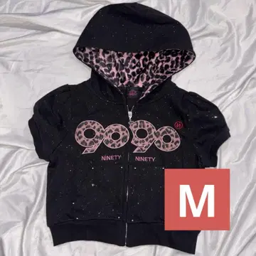 9090 걸 로고 글리터 지퍼 후드 집업 M