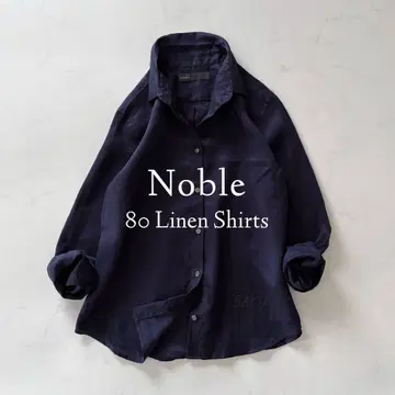 정가 17600엔 Noble 노블 80 린넨 셔츠 36 네이비