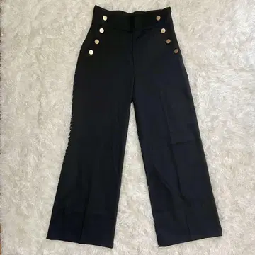 Louere 하이 웨스트 마린 팬츠 XL 골드 버튼 빅 블랙 루에레