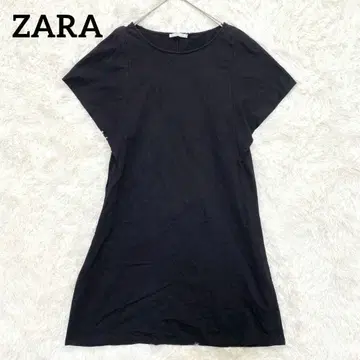 자라] ZARA 티셔츠 무릎 기장 원피스 (M) 세탁 가능 심플 블랙