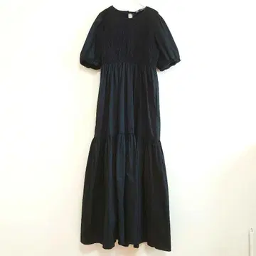 ZARA 롱 원피스 셔링 티어드 원피스 블랙 M