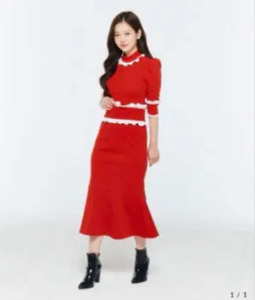 JILTU petit frill long skirt red 빨간색