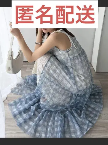 mily bilet 체크 튤 프릴 티어드 원피스