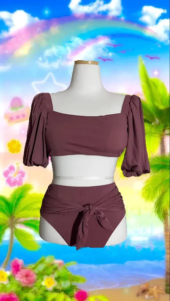 Cropped High-Waisted Bikini Swimsuit, Body Profile Outfit