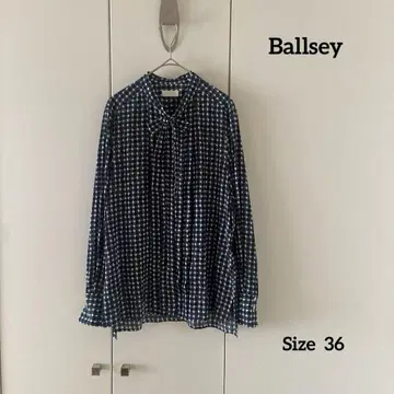 Ballsey 지오메트릭 패턴 보타이 블라우스 다크 그린 계열