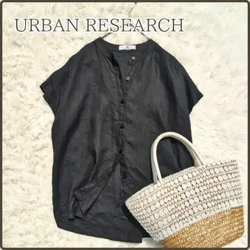 URBAN RESEARCH 린넨 프렌치 슬리브 블라우스 밴드 카라