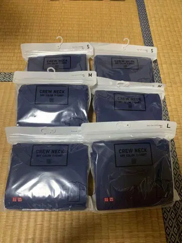 크루넥 티셔츠 블루 6장 세트 S/M/L