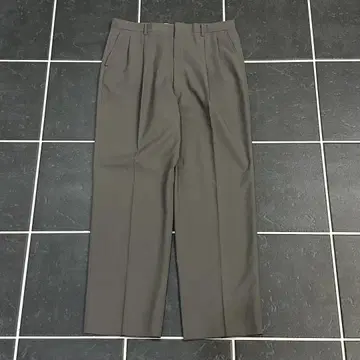 90s 빈티지 울 폴리 개버딘 투 턱 와이드 슬랙스 일본제